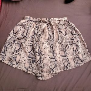 Light Pink & Dark Blue Silk Flowy Shorts